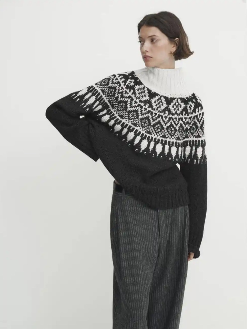 Massimo Dutti Jacquard Knit Wool Sweater